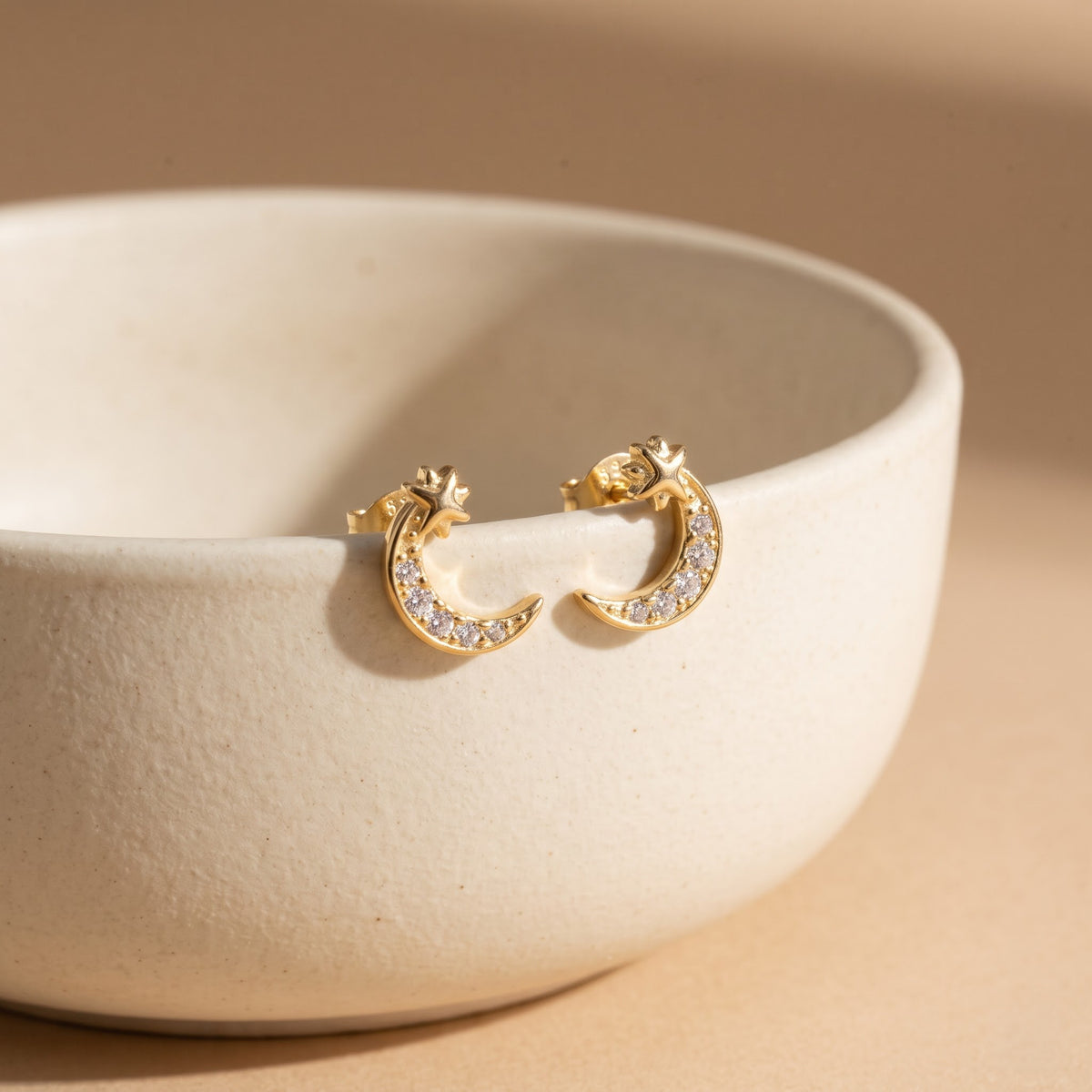 Crescent Moon and Star Stud Earring