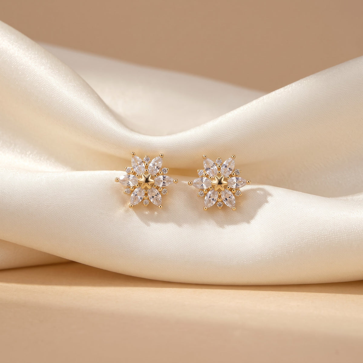 Marquise Flower Cluster Stud Earring