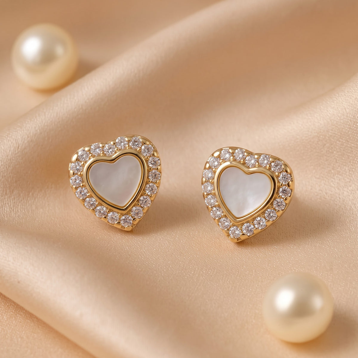 Pavé Halo Heart Stud Earring