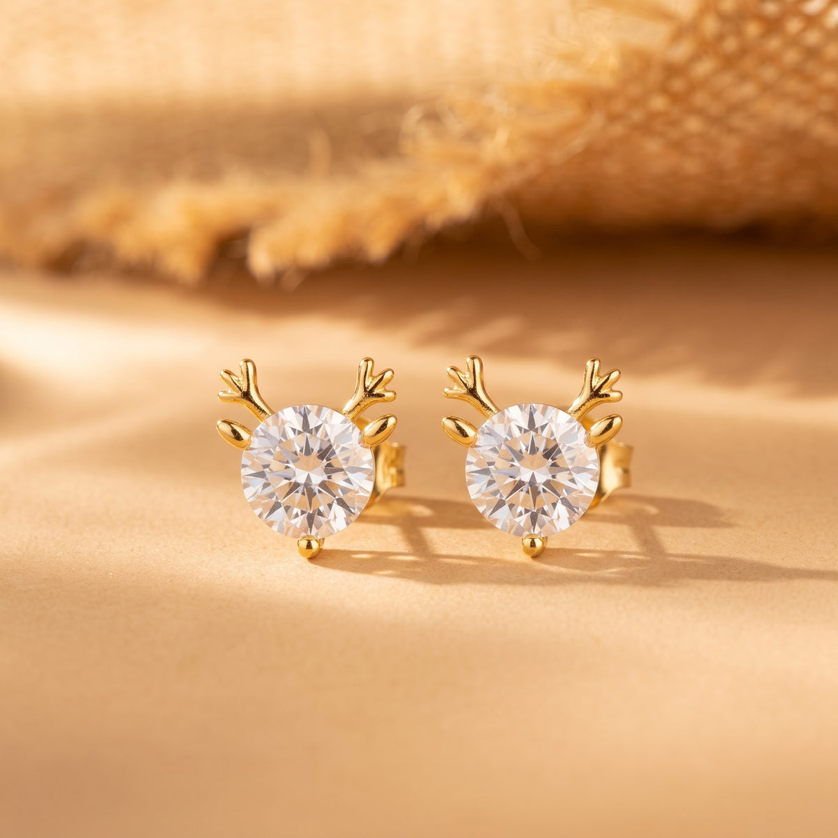 Deer Antler Solitaire Stud Earring