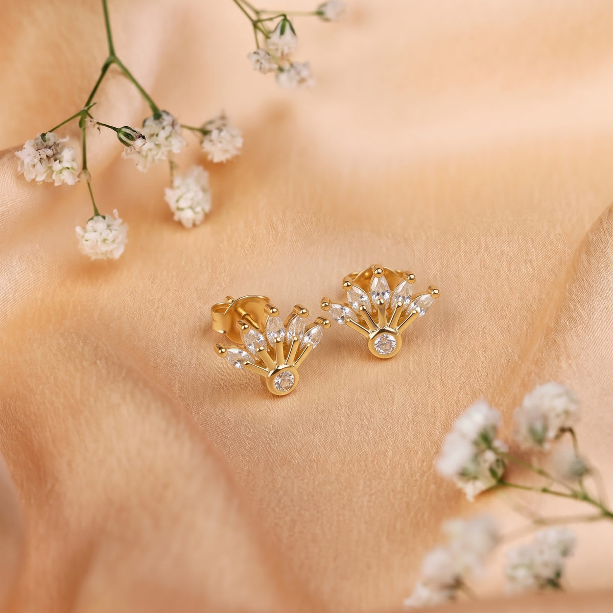 Crown Tiara Marquise Stud Earring