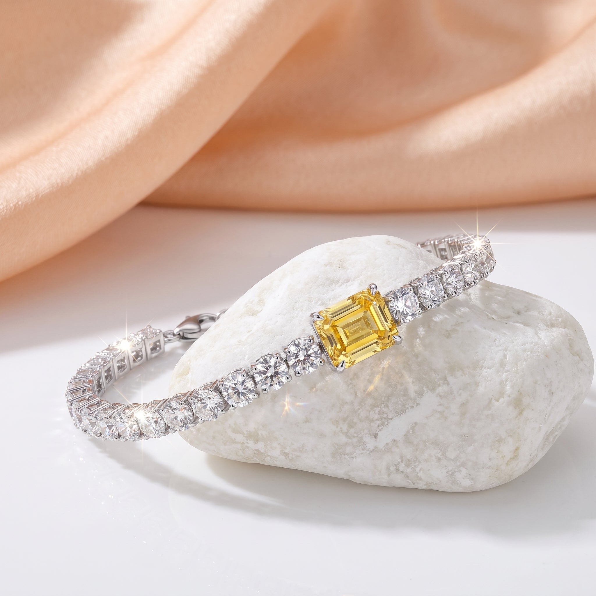 Golden Emerald Cut Bracelet