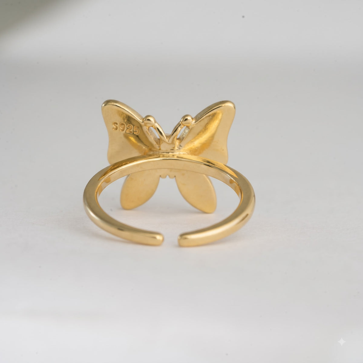 Yellow and Green Enamel Butterfly Ring