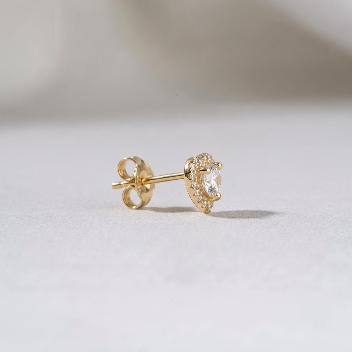Heart-Cut Halo Crystal Stud Earring