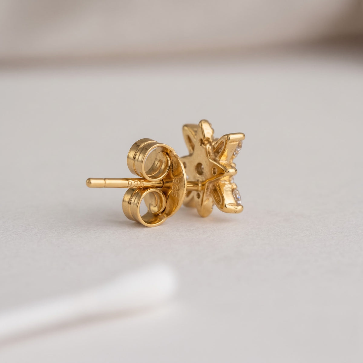 Baguette and Round Crystal Starburst Stud Earring