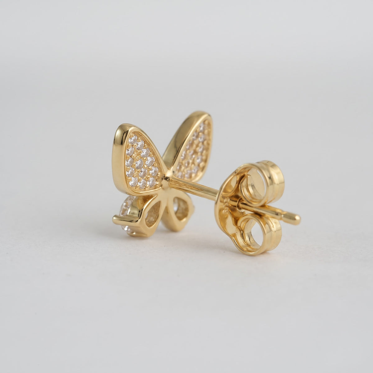 Mother-of-Pearl and Pavé Butterfly Stud Earring