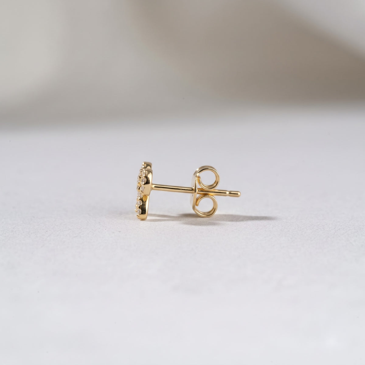 Pavé Crescent Moon and Star Stud Earring