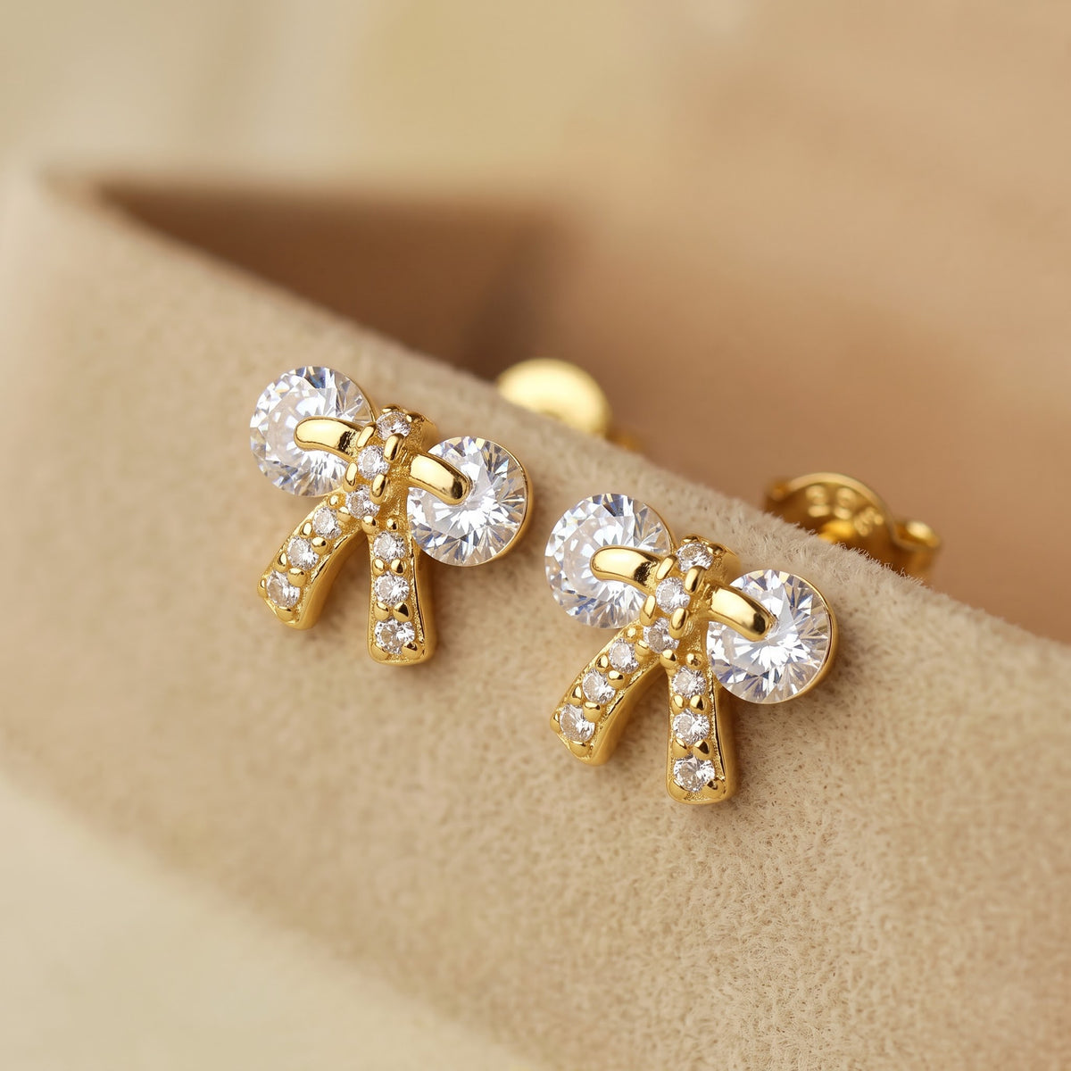 Crystal Ribbon Bow Stud Earring