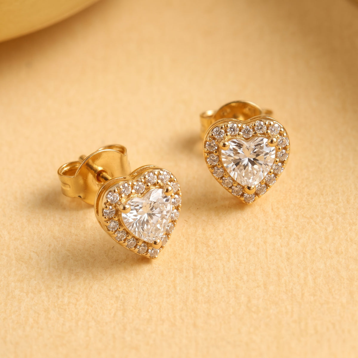 Heart-Cut Halo Crystal Stud Earring