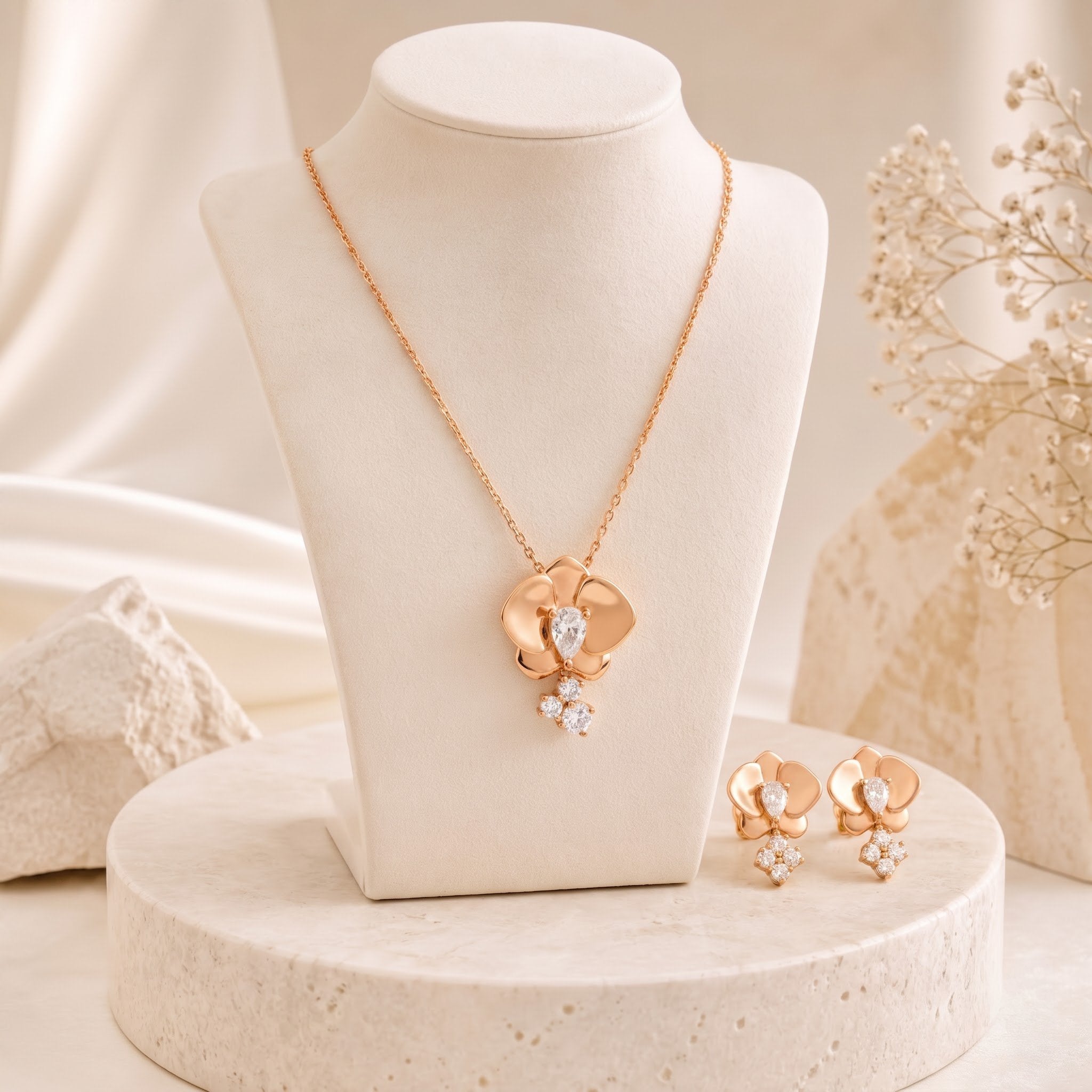 Gold Orchid Diamond Set
