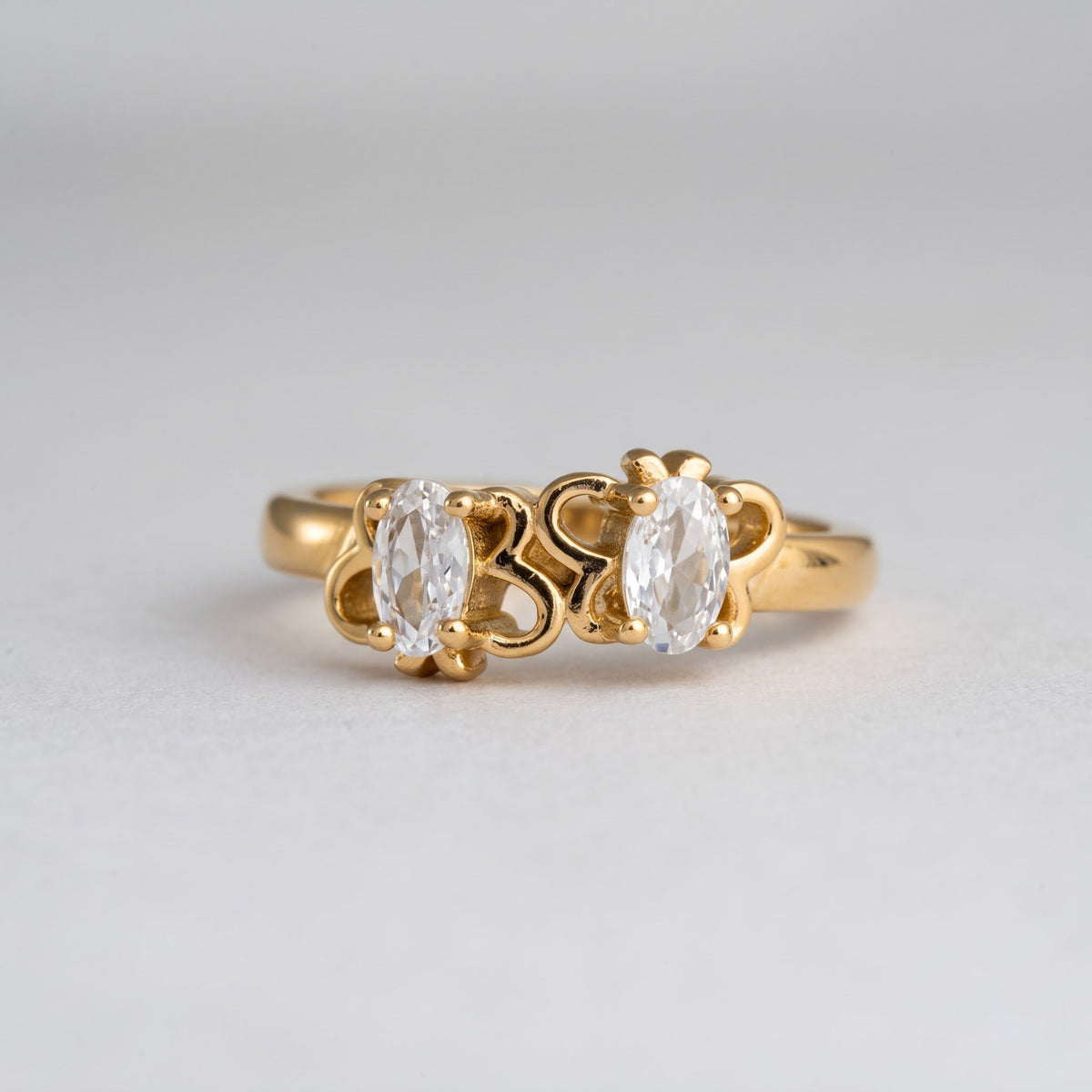Two-Stone Oval Double Butterfly Ring