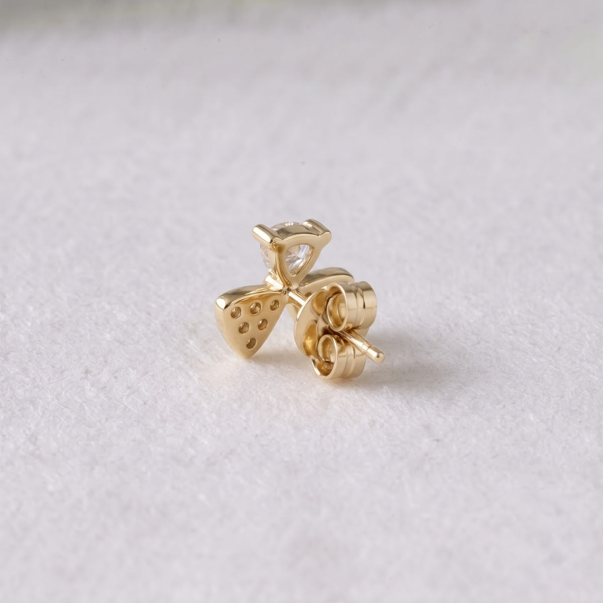 Three-Leaf Pavé and Crystal Clover Stud Earring