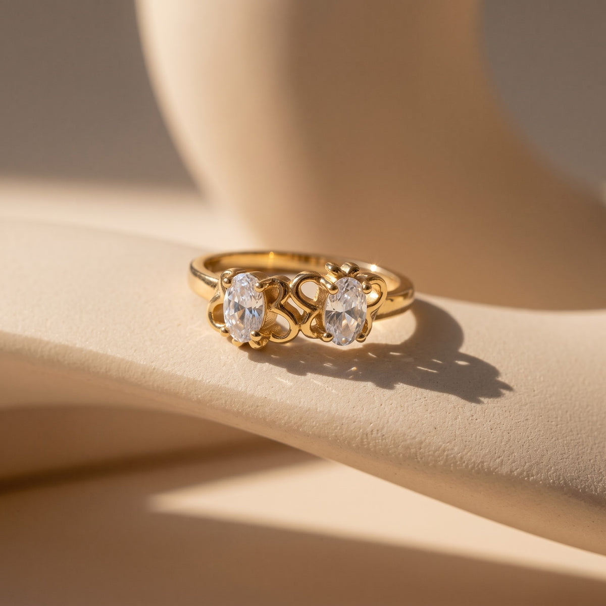 Two-Stone Oval Double Butterfly Ring