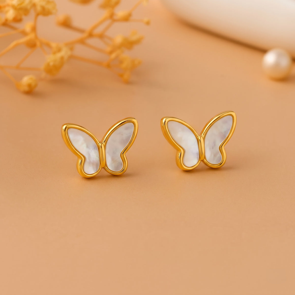 Mother-of-Pearl Butterfly Stud Earring