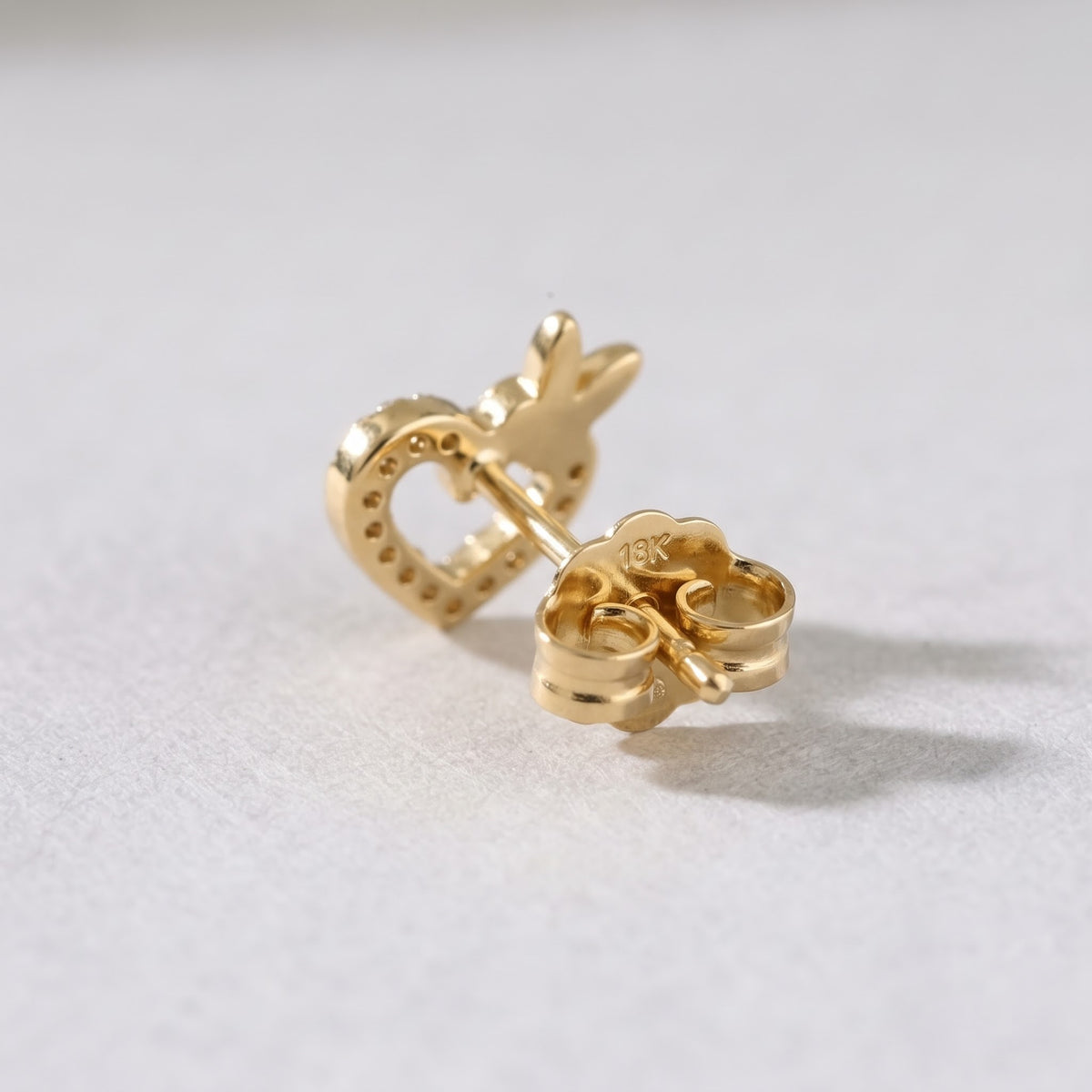 Pavé Open Heart Bunny Stud Earring