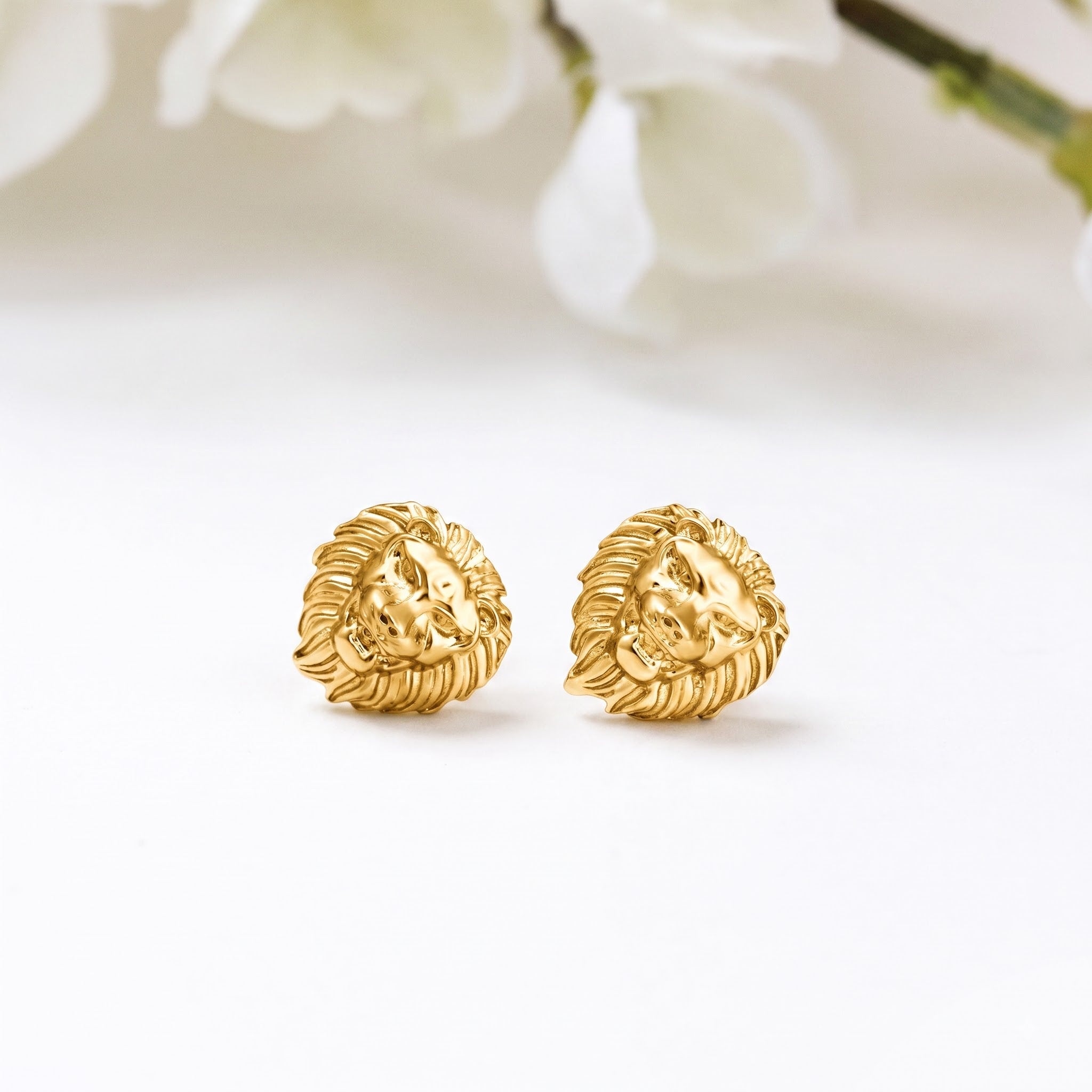 Lion Head Stud Earrings