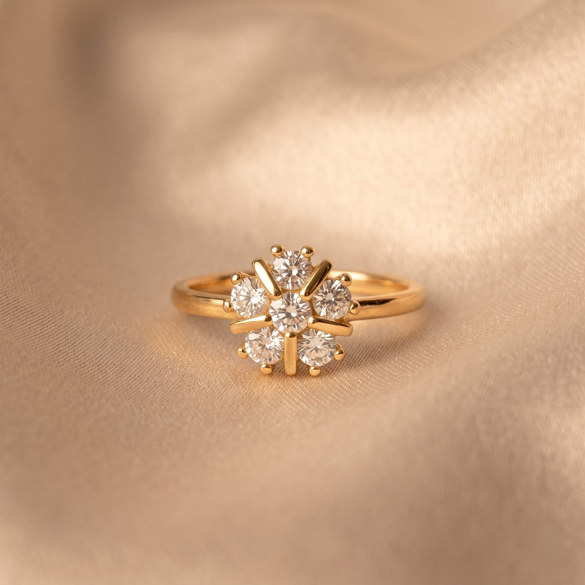 Round Brilliant Floral Cluster Ring