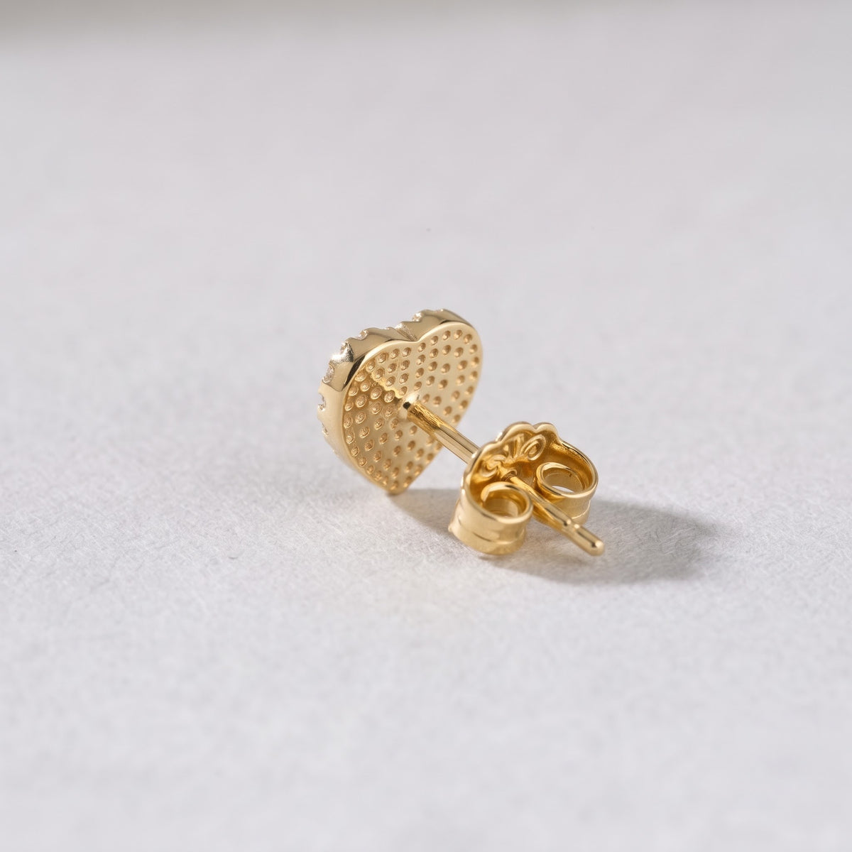 Pavé Halo Mother of Pearl Heart Stud Earring