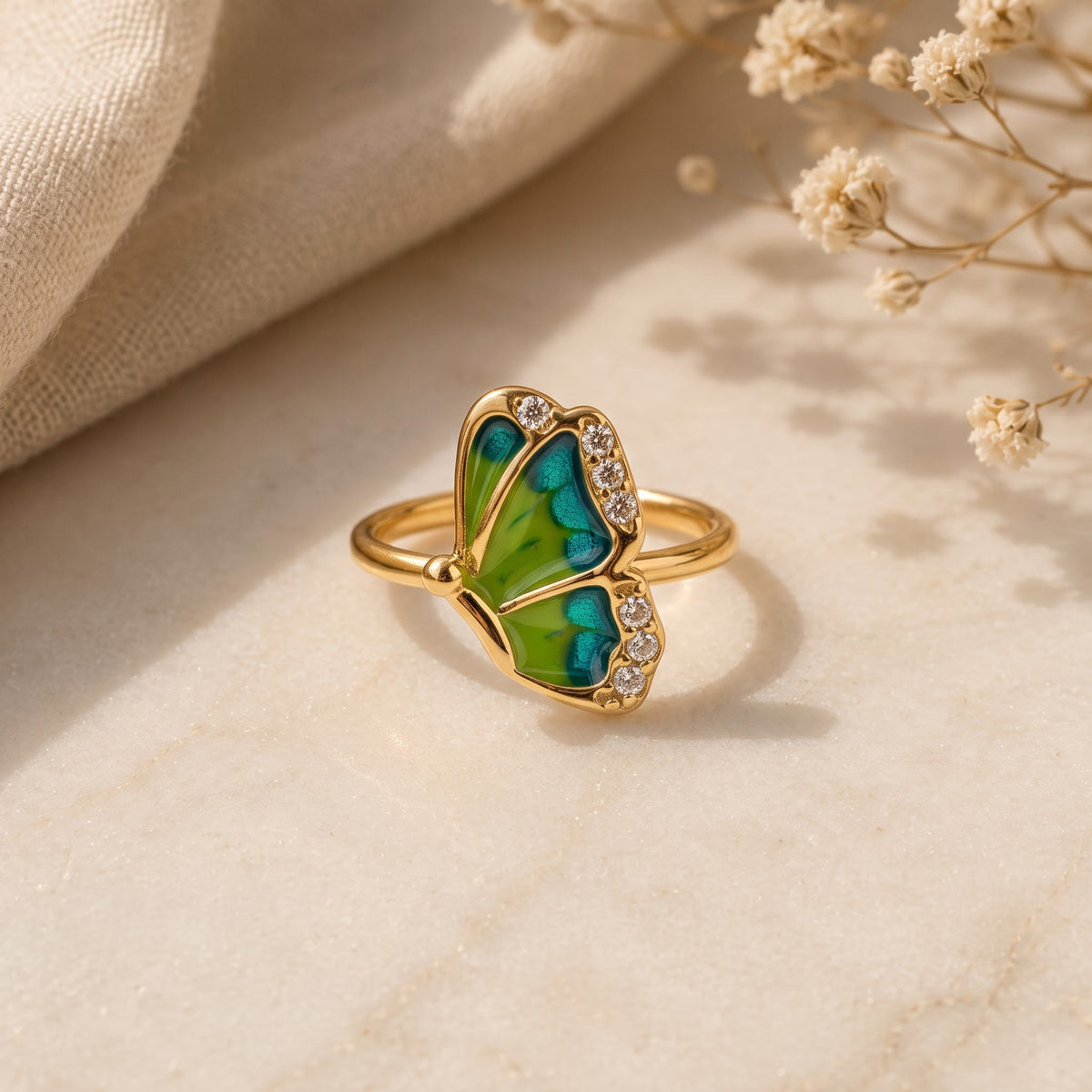 Enamel Butterfly Wing Ring