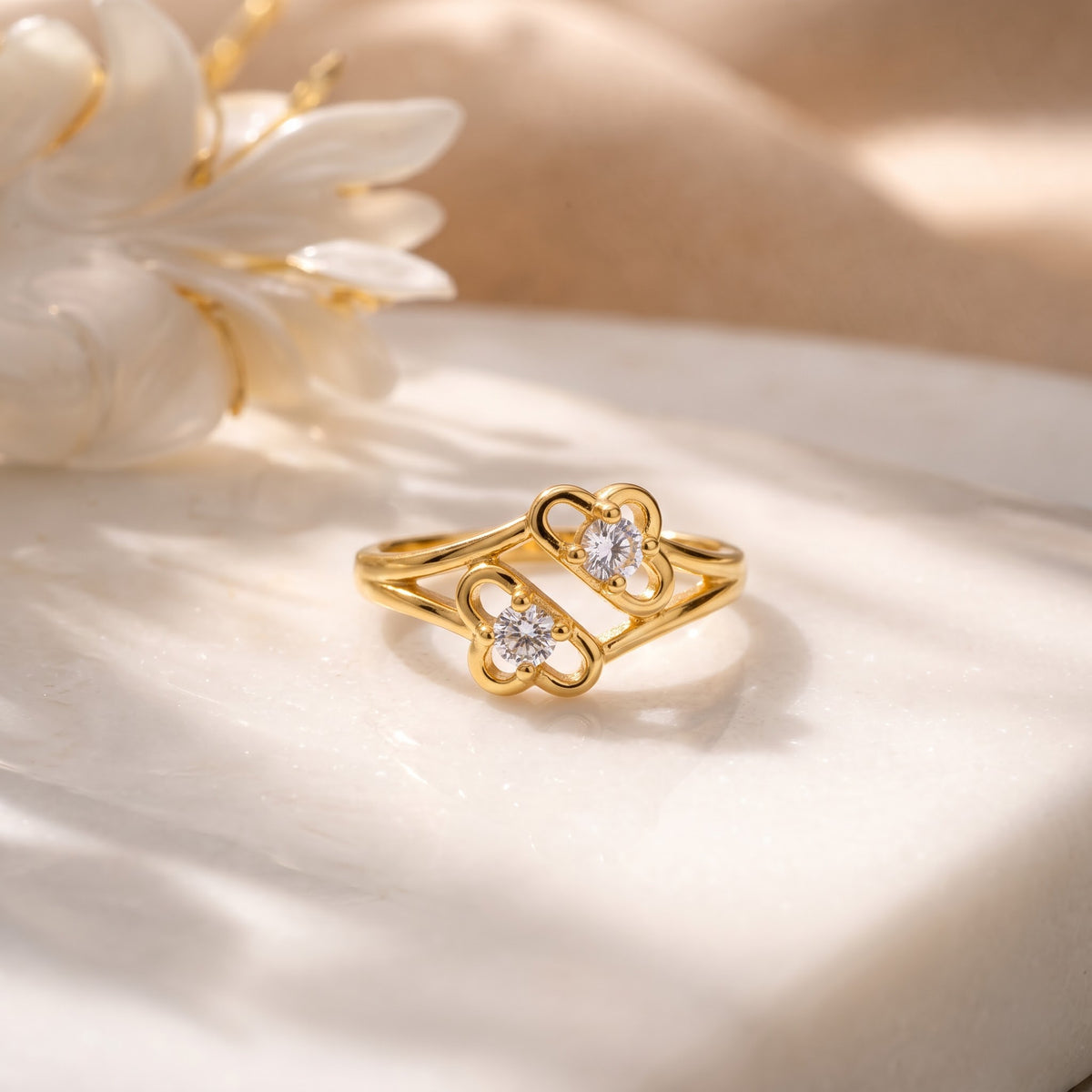Two-Stone Open Heart Bypass Ring