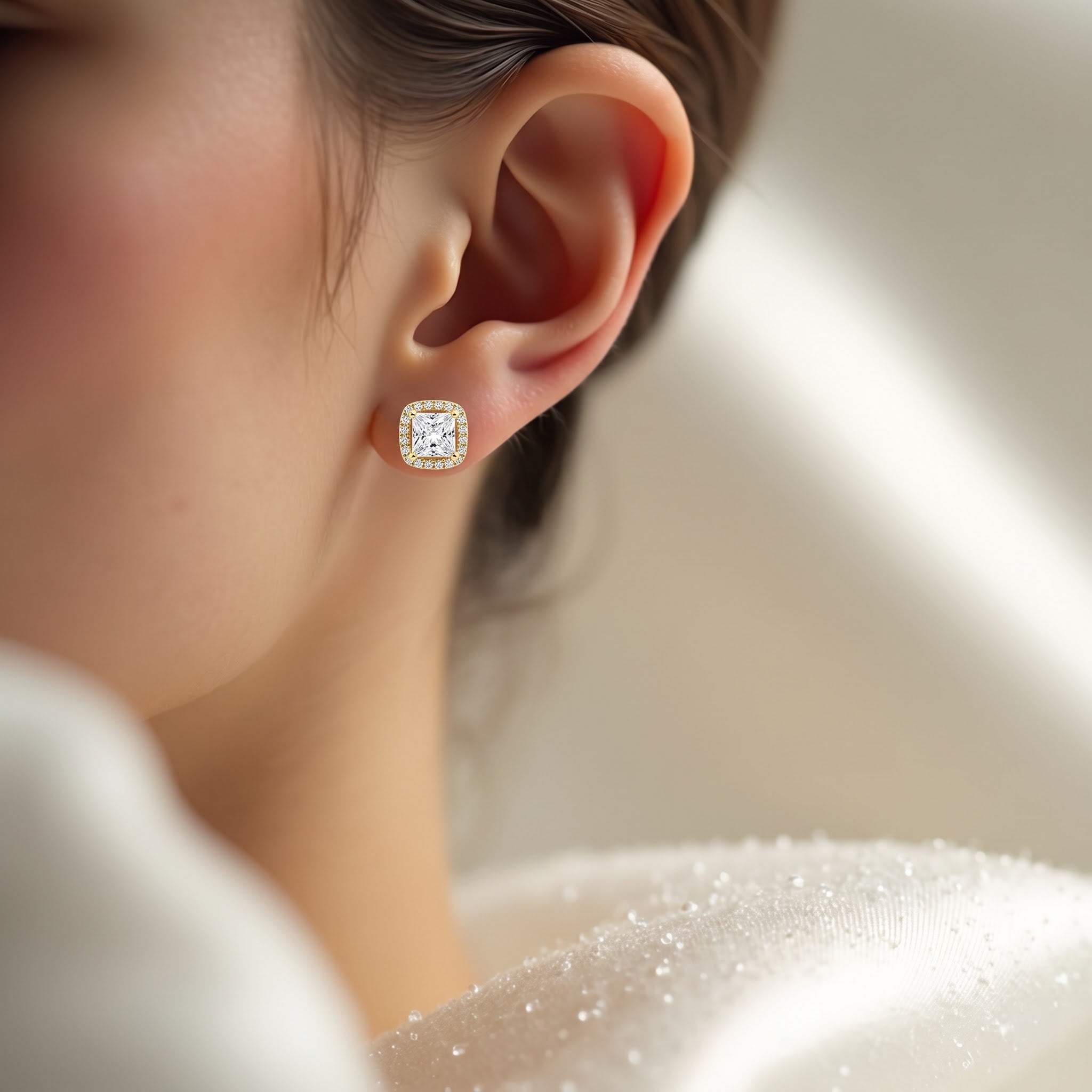 Square Halo Stud Earrings