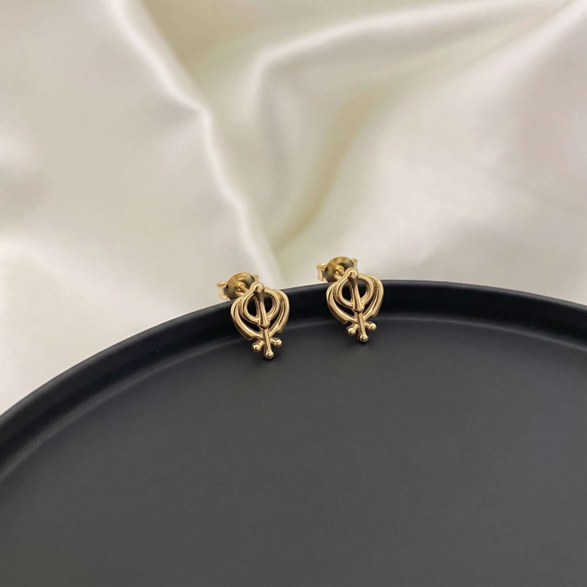 Khanda Symbol Stud Earrings