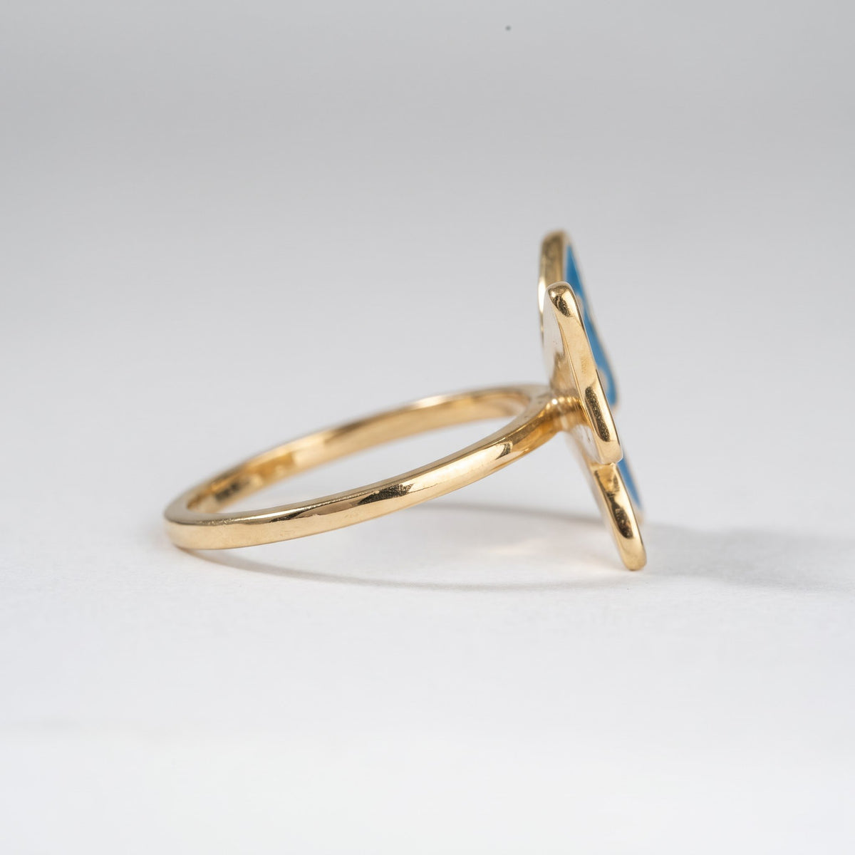 Blue Enamel Butterfly Statement Ring