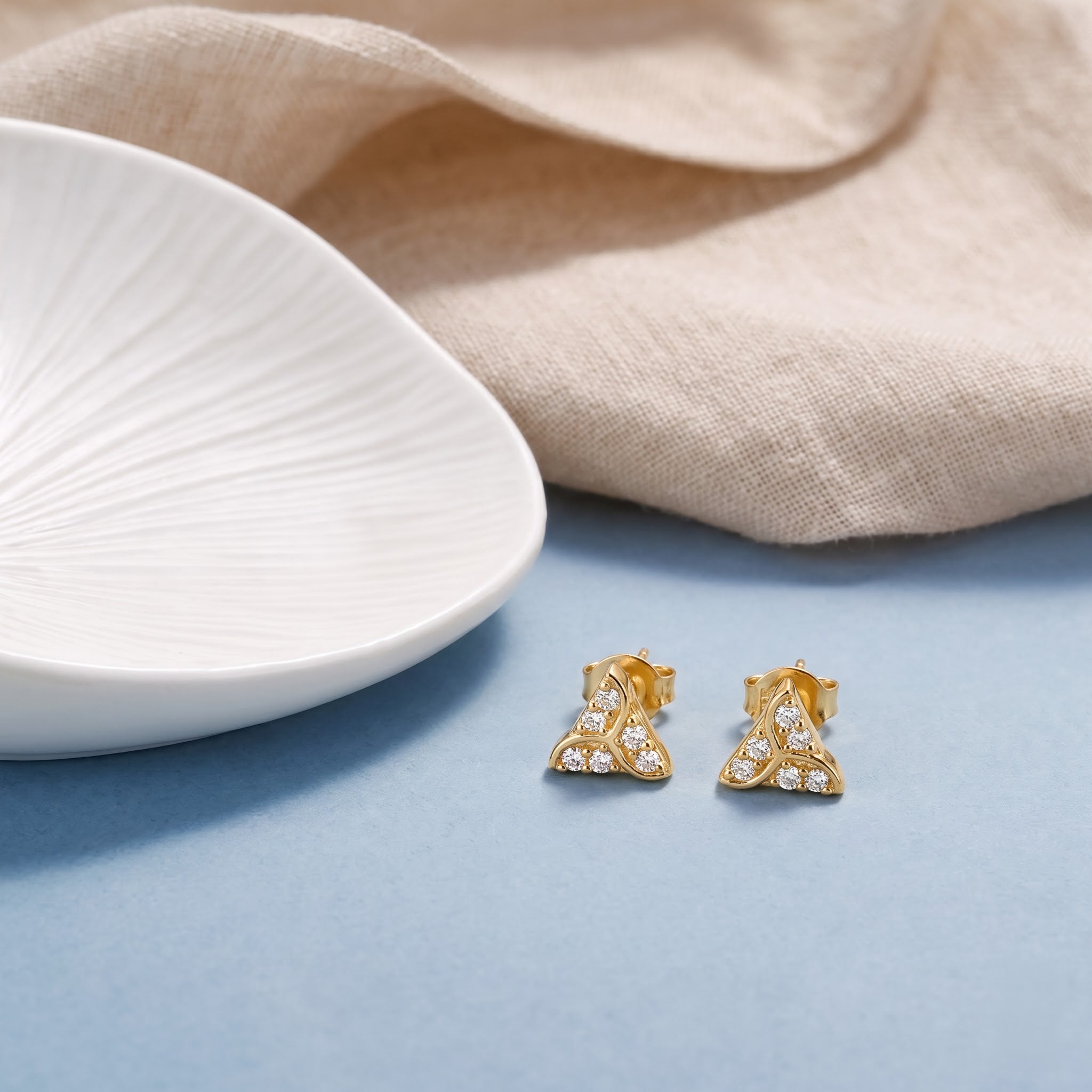 Triquetra Trinity Knot Diamond Stud Earrings