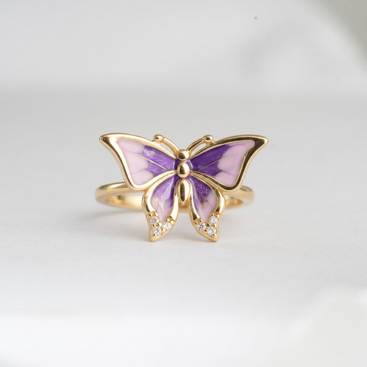 Purple Enamel Butterfly Ring
