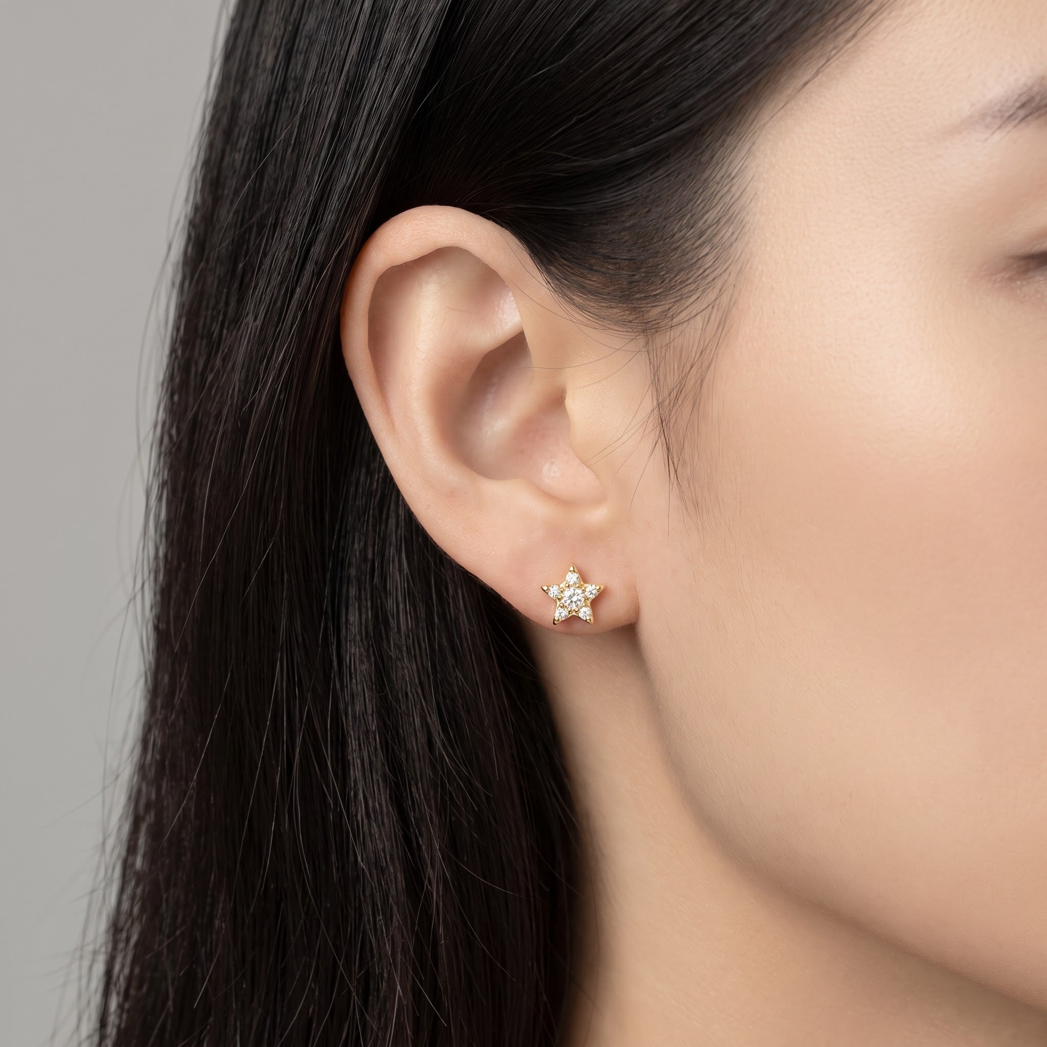 Diamond Star Cluster Stud Earrings