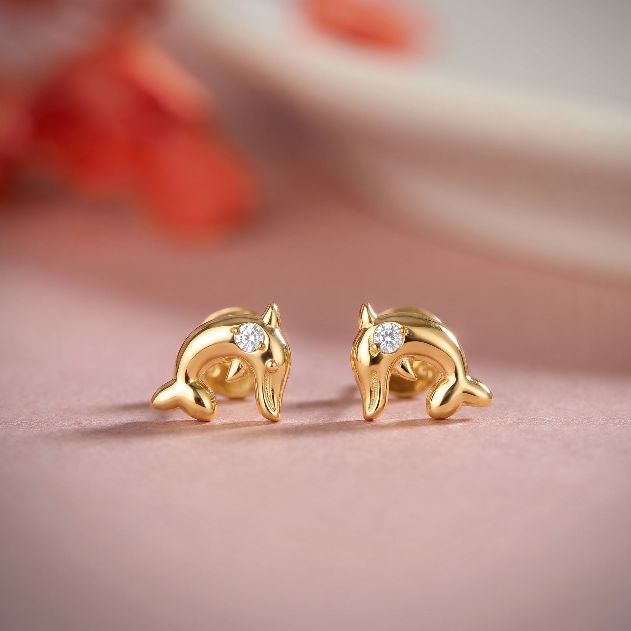 Dolphin Diamond Stud Earrings