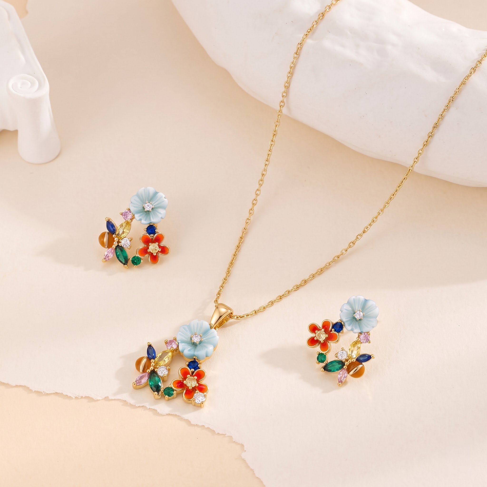 Gold Multicolor Garden Blossom Set