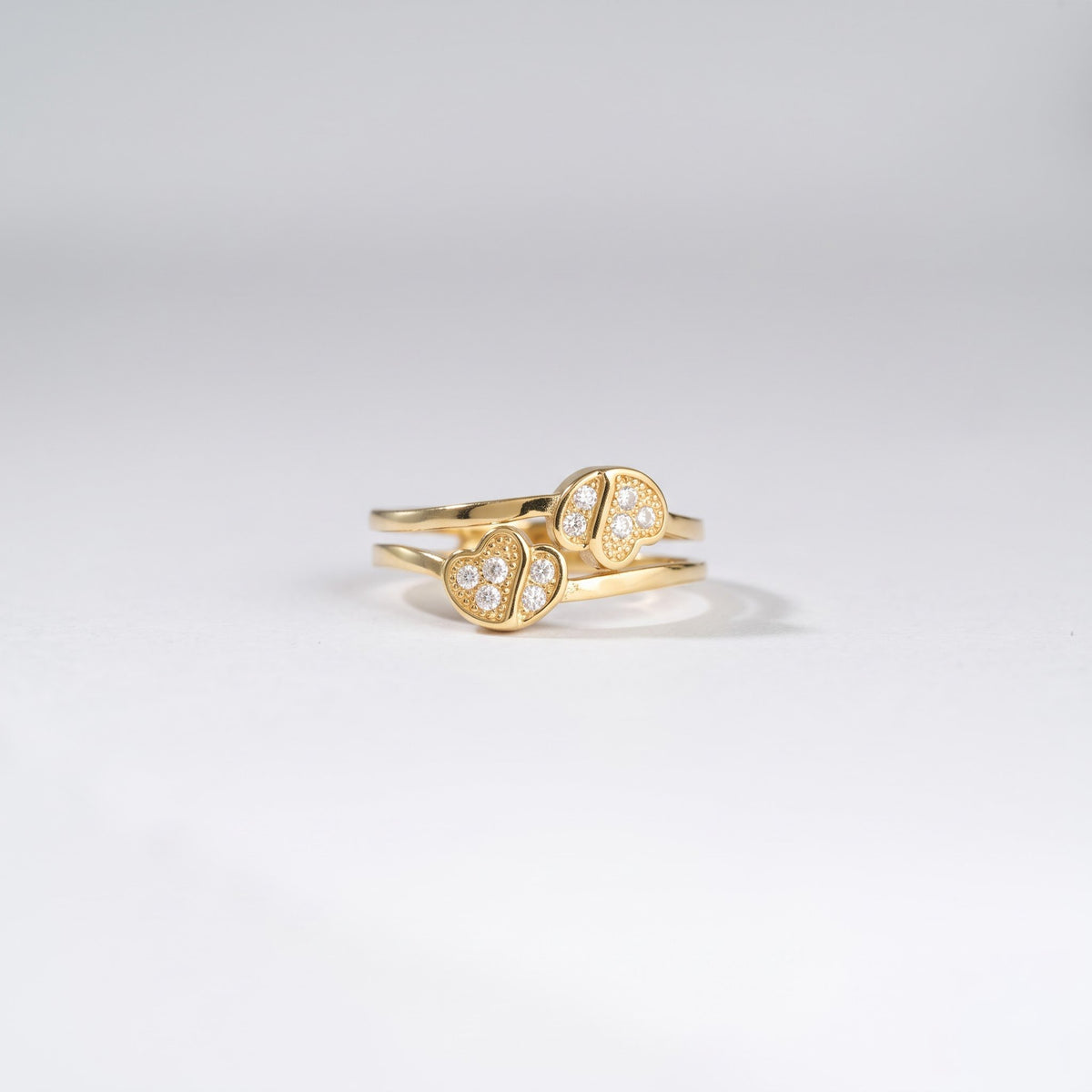 Pavé Double Heart Bypass Ring