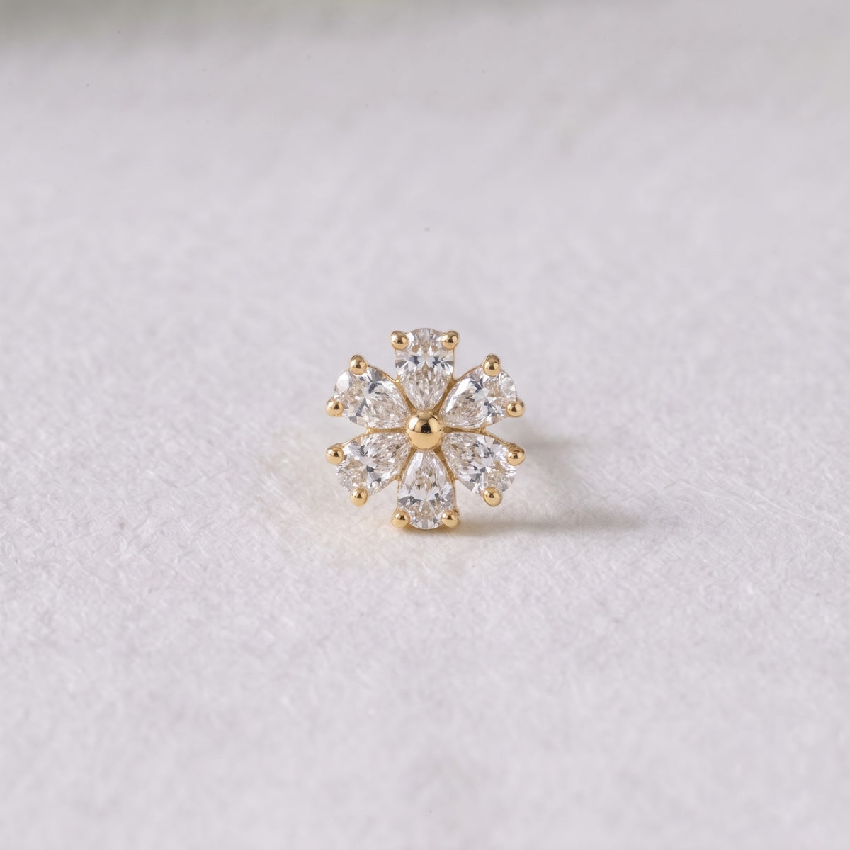 Pear-Cut Crystal Flower Stud Earring