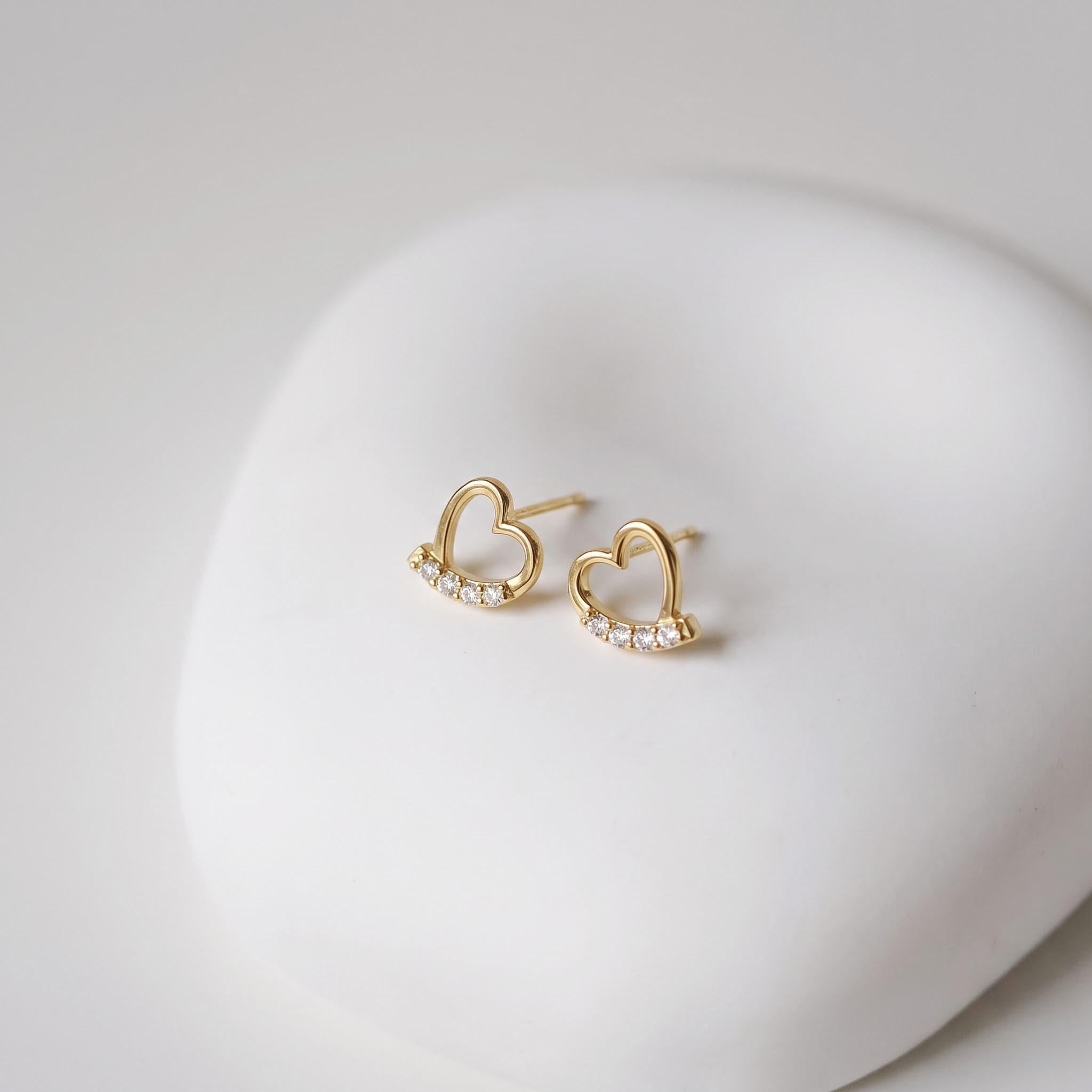 Open Heart Diamond Accent Stud Earrings