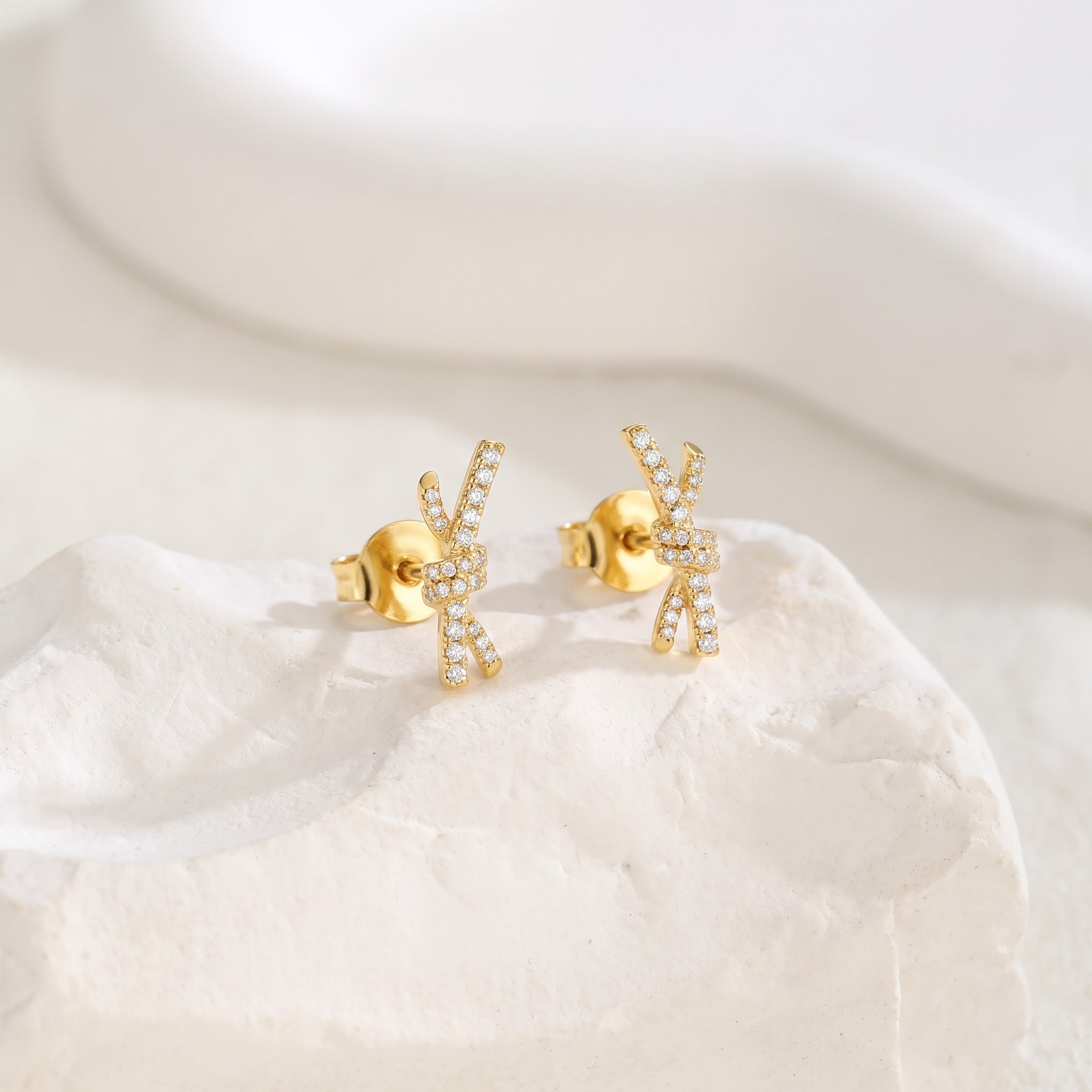 Diamond Tied Knot Stud Earrings