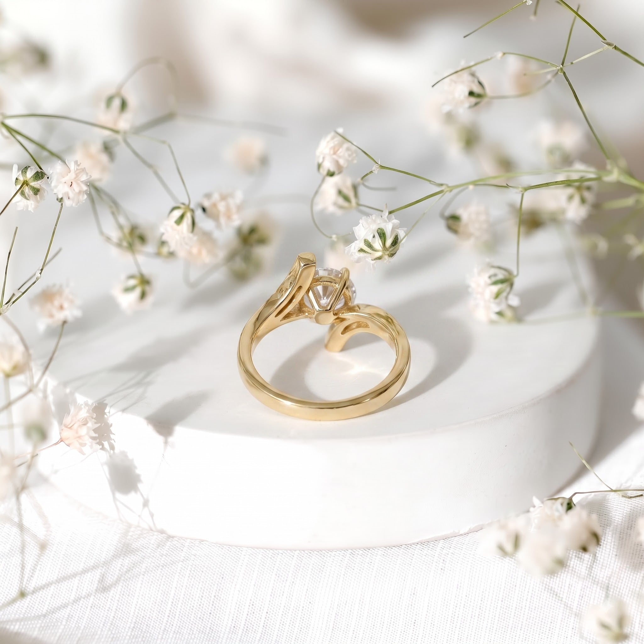 Round Cut Bypass Engagement Ring