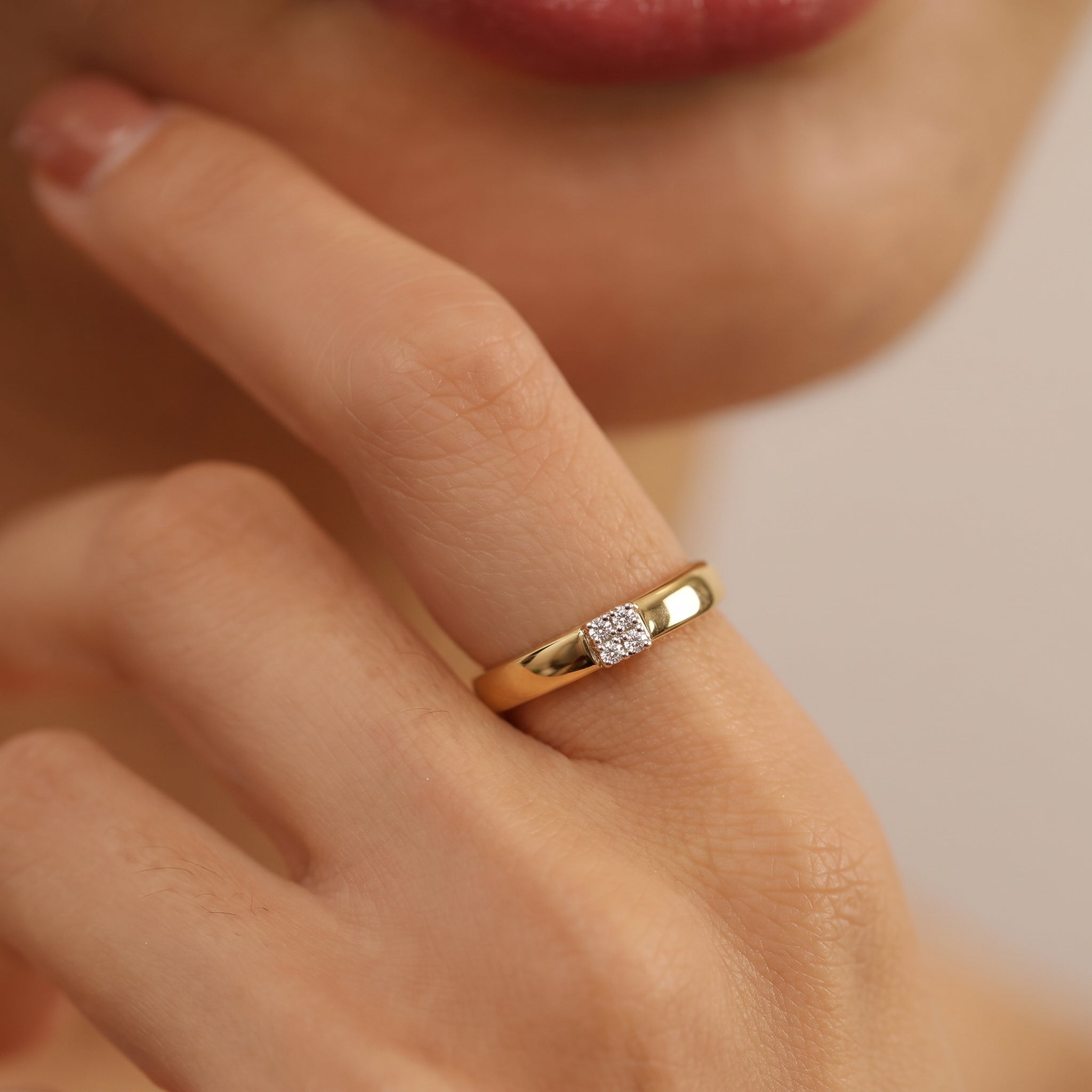 Four-Stone Cluster Diamond Wedding Band