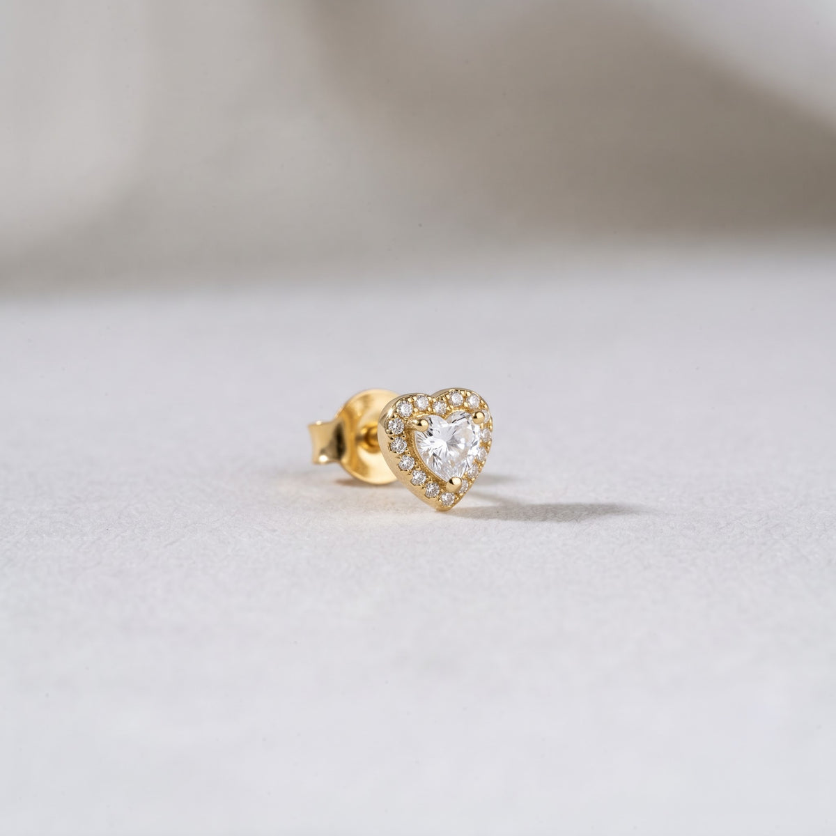Heart-Cut Halo Crystal Stud Earring