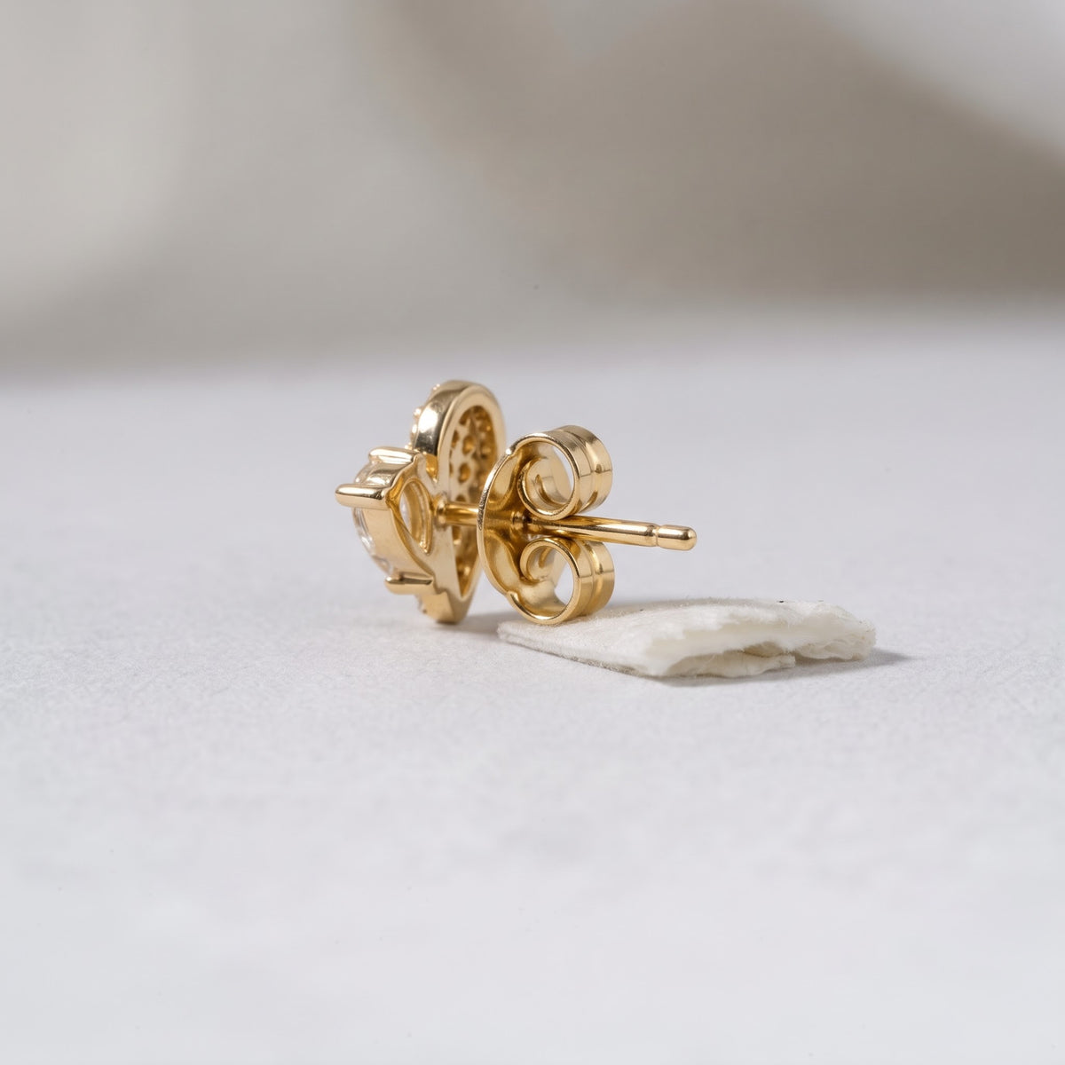 Pavé and Pear-Cut Heart Stud Earring