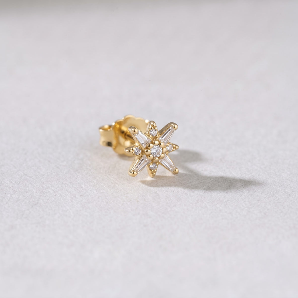 Baguette and Round Crystal Starburst Stud Earring