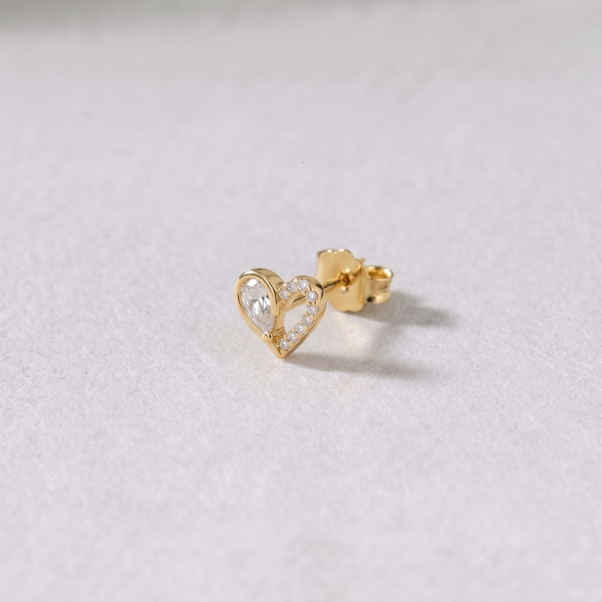 Pavé and Pear-Cut Open Heart Stud Earring
