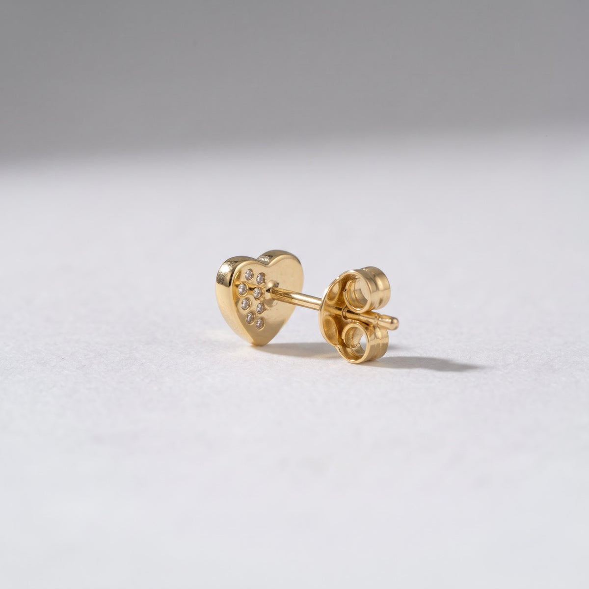Split Heart Pavé and Mother-of-Pearl Stud Earring