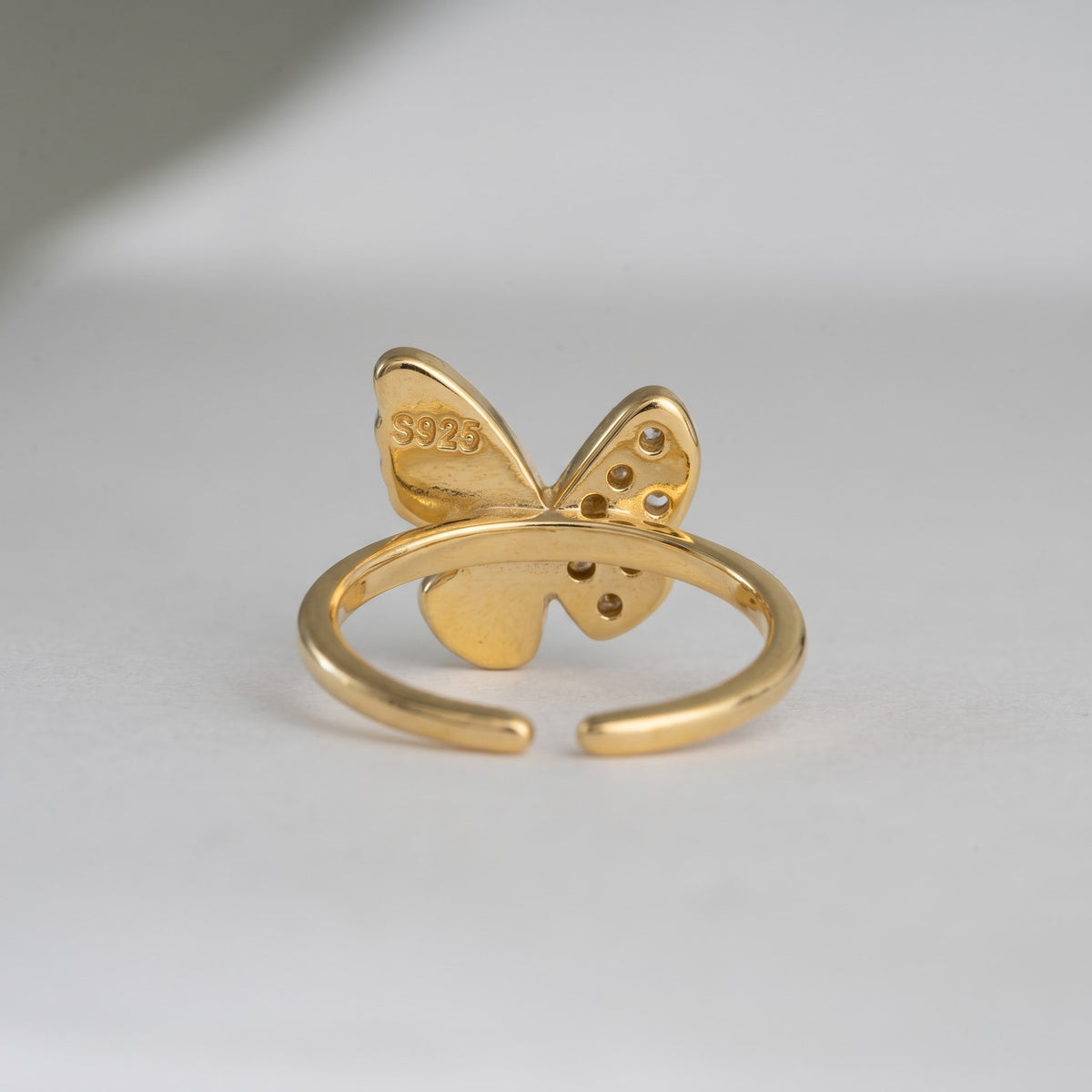 Pavé and Blue Enamel Butterfly Ring