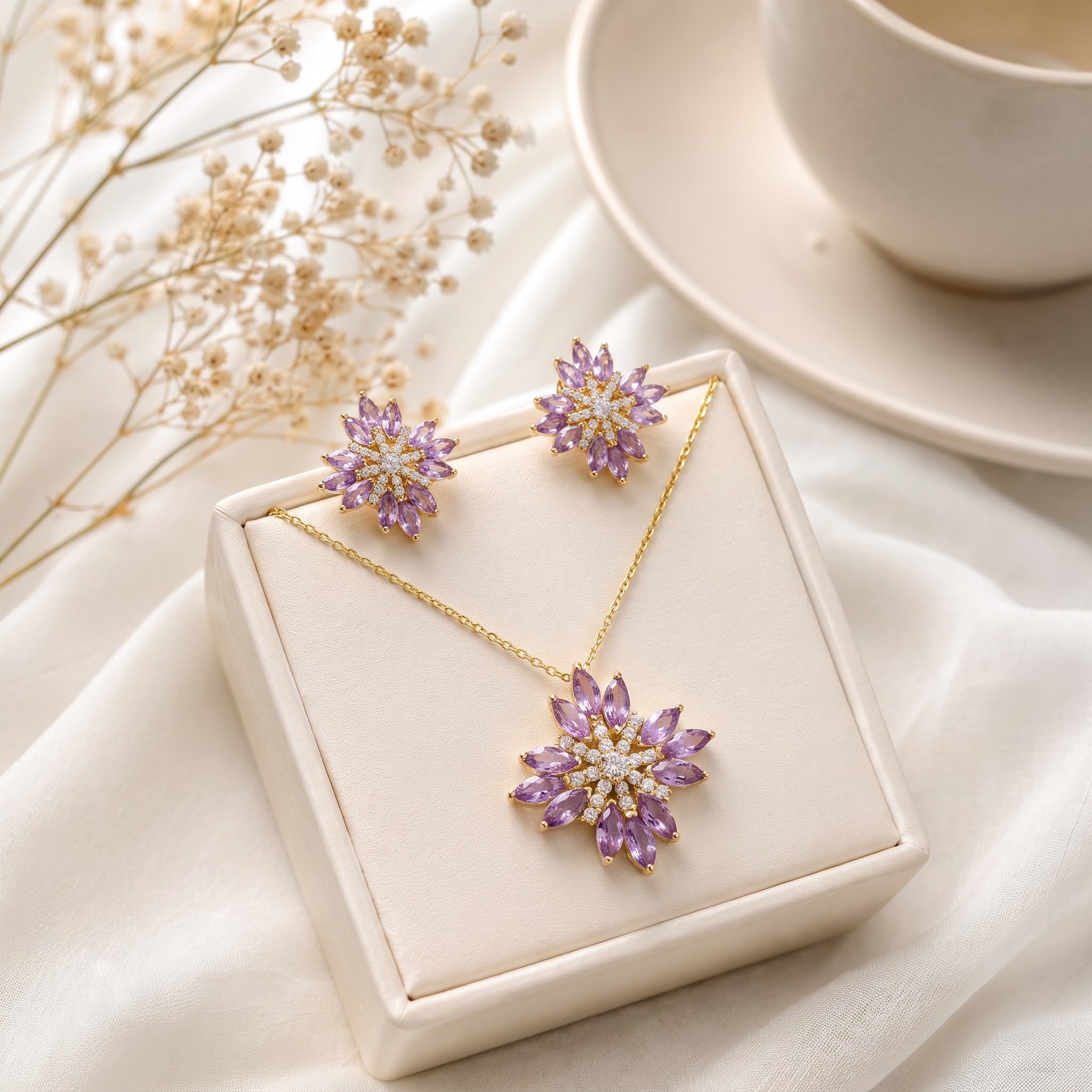 Amethyst Floral Starburst Set