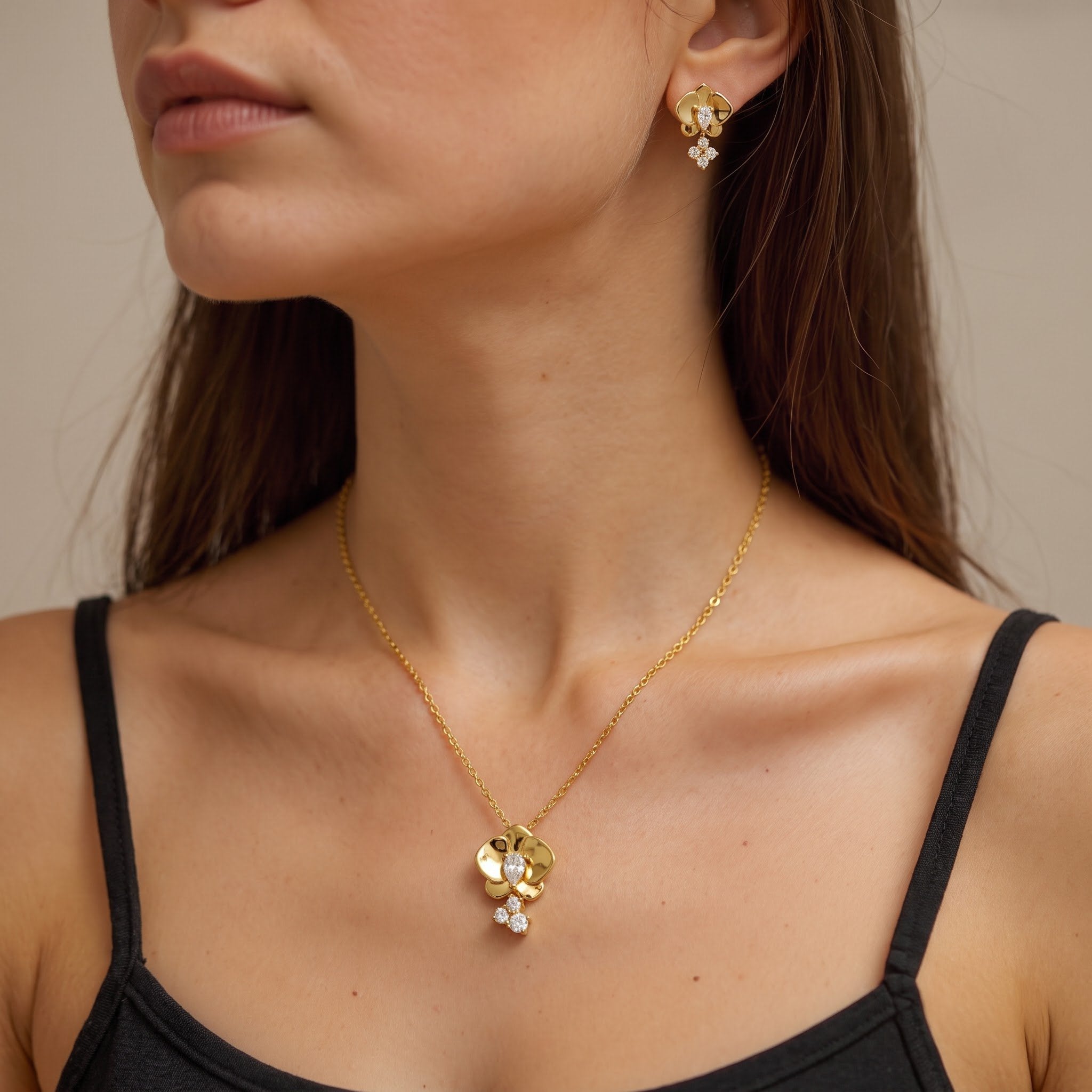 Gold Orchid Diamond Set