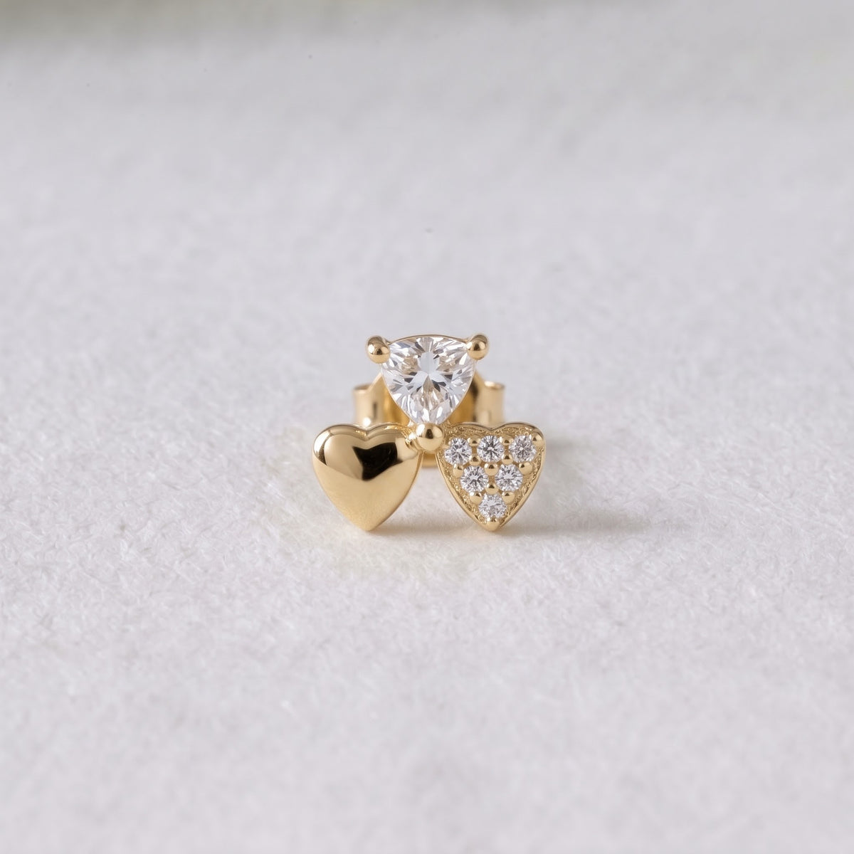 Three-Leaf Pavé and Crystal Clover Stud Earring