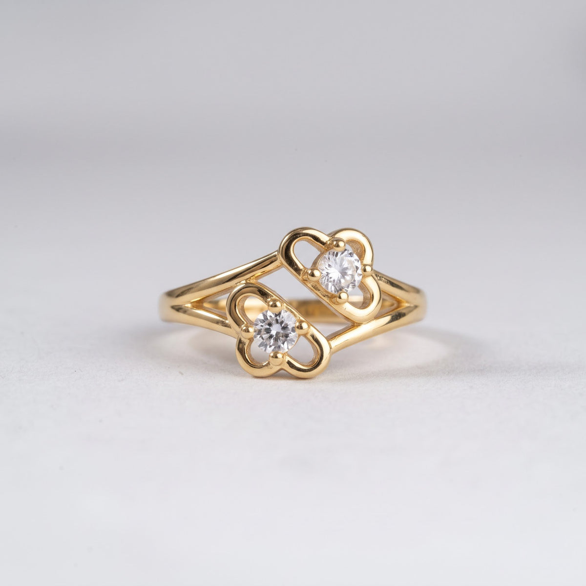 Two-Stone Open Heart Bypass Ring