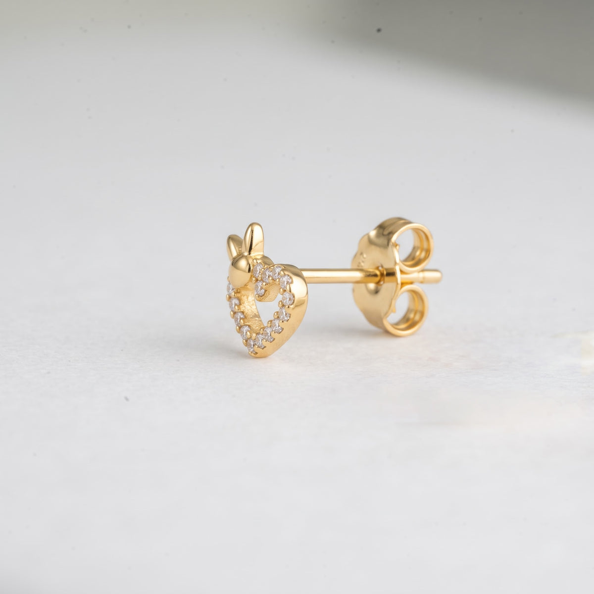 Pavé Open Heart Bunny Stud Earring