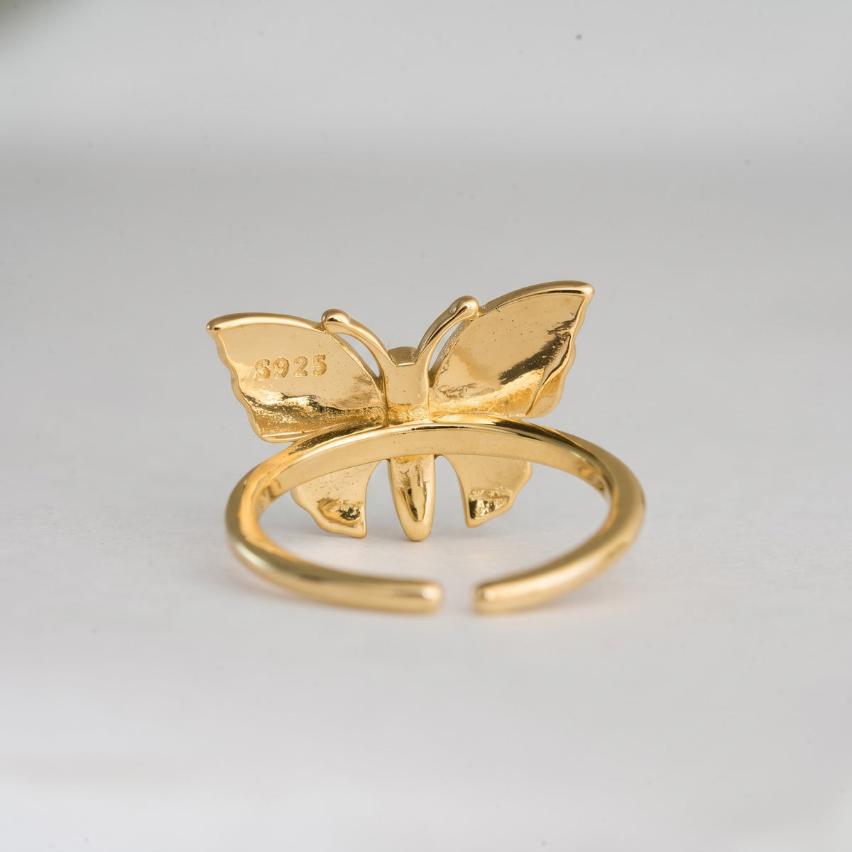 Two-Tone Blue Enamel Butterfly Ring